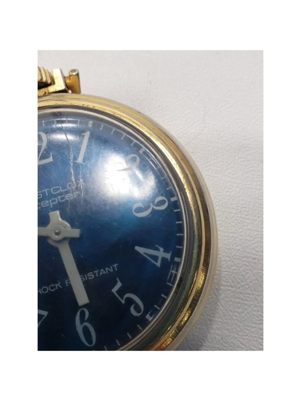 Vintage Westclox Scepter Blue Dial Wind Up Pocket Watch Shock Resistant